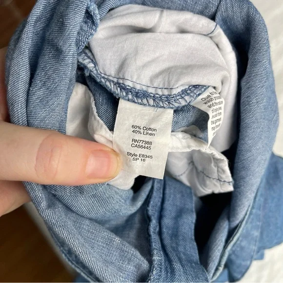Madewell Chambray Muralist Jumpsuit Womens sz 00 Blue Denim Cotton Linen Cropped - Picture 5 of 16